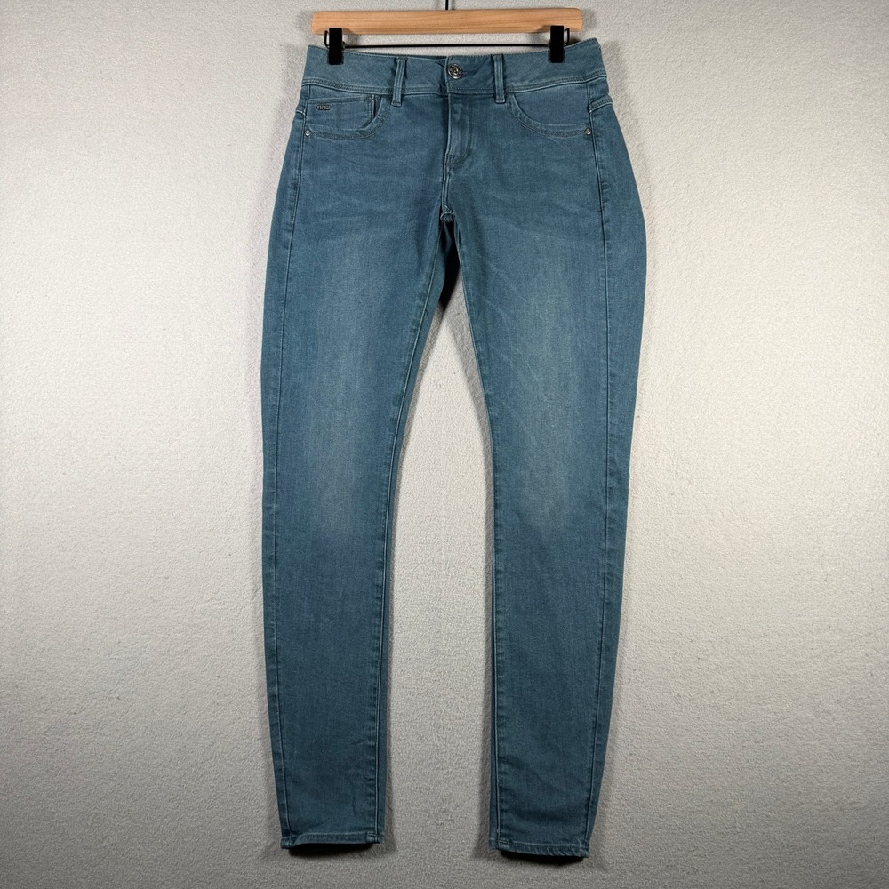 G-Star RAW Lynn Mid Skinny Jeans Teal Blue Stretch Denim 30x32 60885-6131-4966